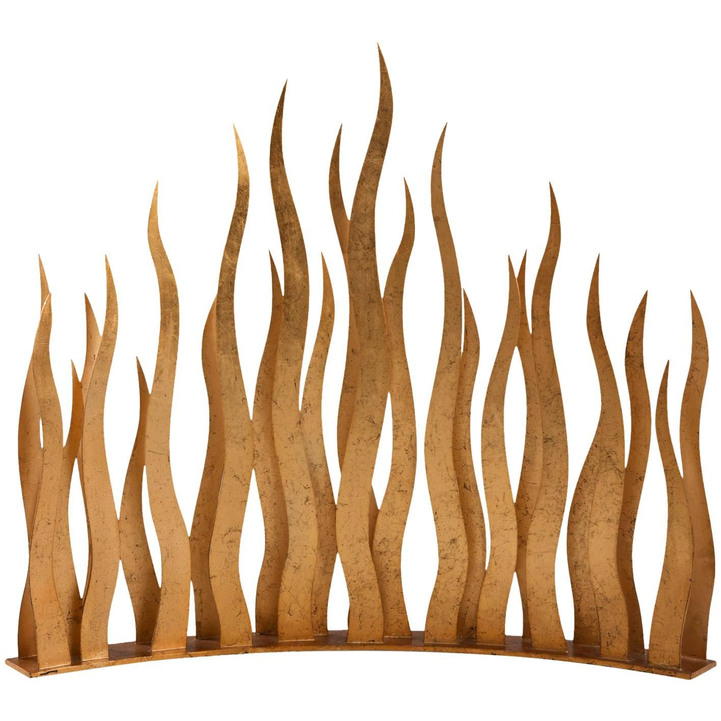 Flames Firewall in Oro Nero Metal Antique For Sale