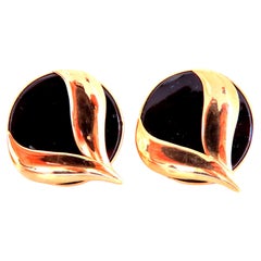 Orecchini Retro Mod in onice nera fiammeggiante 14kt 25475