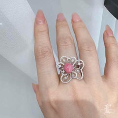 【Conchéa】Radiant Bloom Conch Pearl & Diamond Ring - 3.35ct