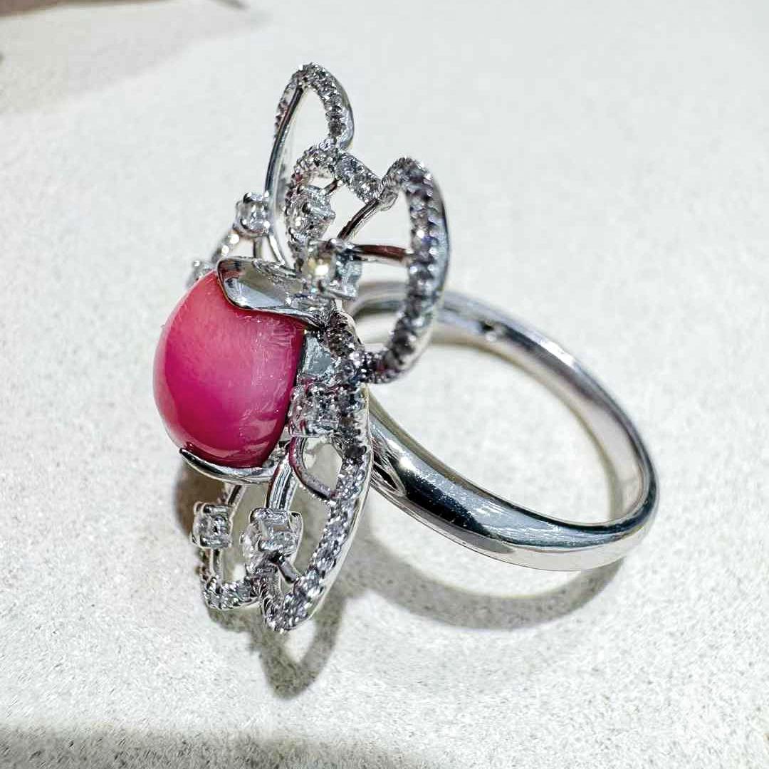 【Conchéa】Radiant Bloom Muschel Perle & Diamant Ring - 3.35ct im Angebot 5