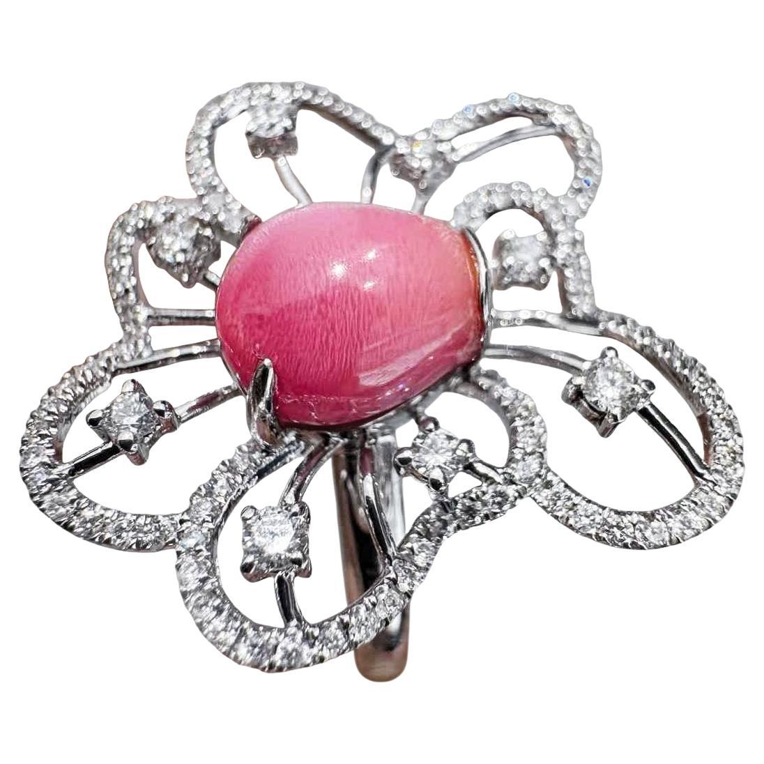 【Conchéa】Radiant Bloom Conch Pearl & Diamond Ring — 3.35ct