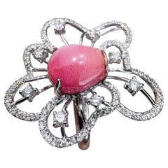 【Conchéa】Radiant Bloom Conch Pearl & Diamond Ring — 3.35ct