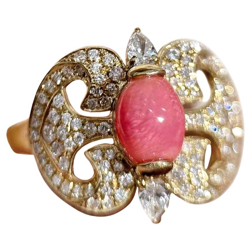 【Conchéa】Flaming Grace Vintage Conch Pearl & Diamond Ring — 1.65ct