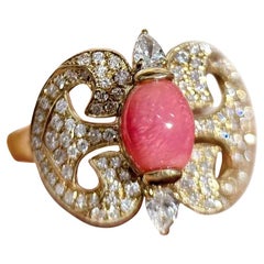 【Conchéa】Flaming Grace Vintage Conch Pearl & Diamond Ring — 1.65ct
