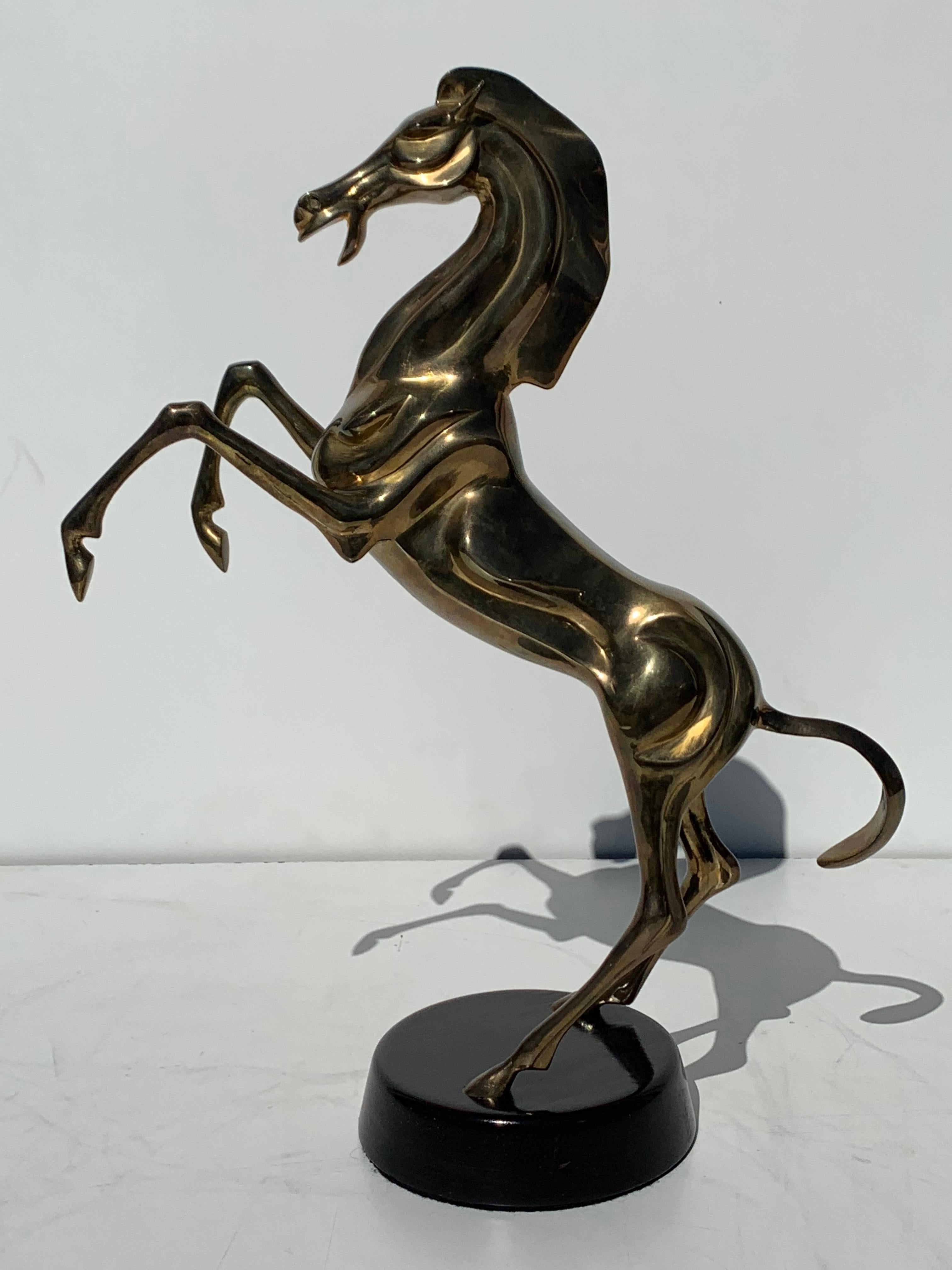 Late 20th Century Art Nouveau Style Brass Horse Sculpture For Sale