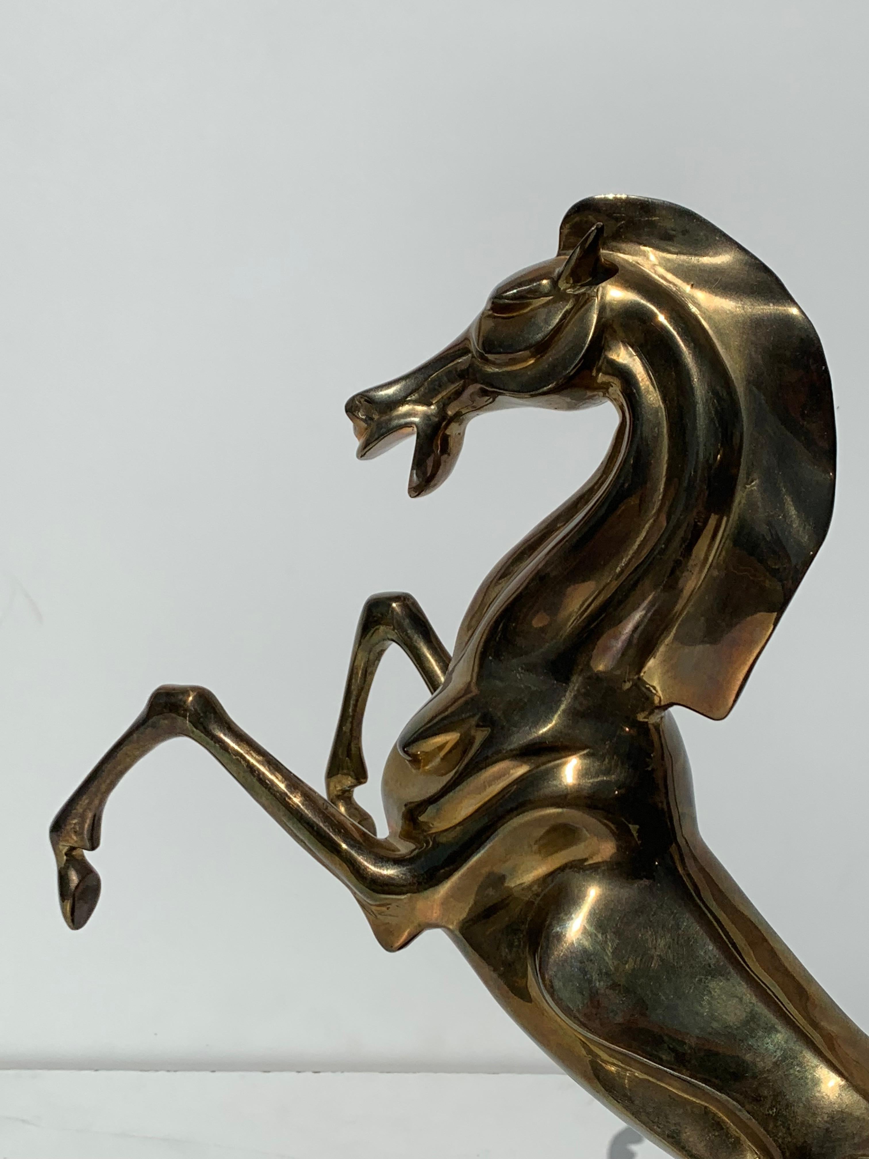 Art Nouveau Style Brass Horse Sculpture For Sale 3