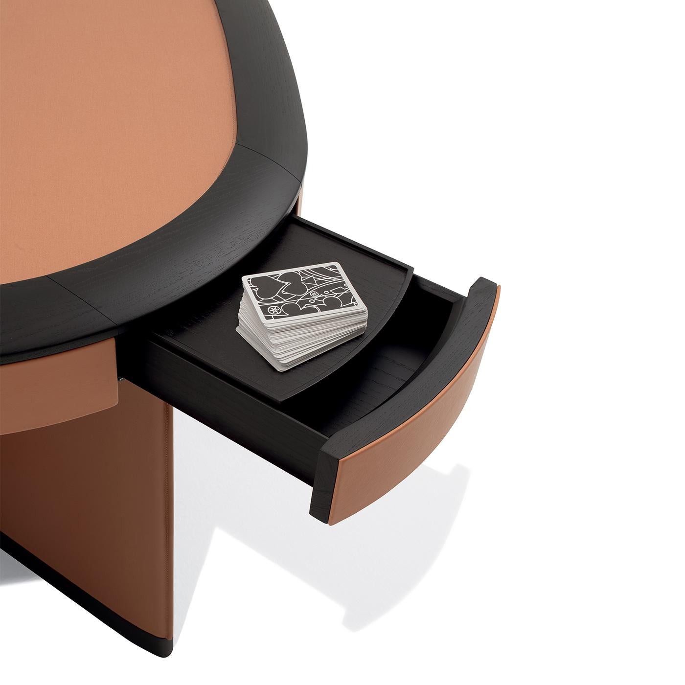 Italian Flamingo Ash Wood and Leather Gaming Table For Sale