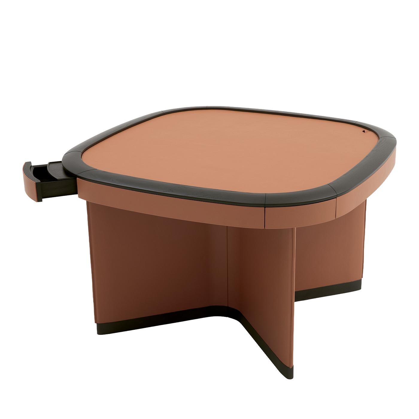 Contemporary Flamingo Ash Wood and Leather Gaming Table For Sale