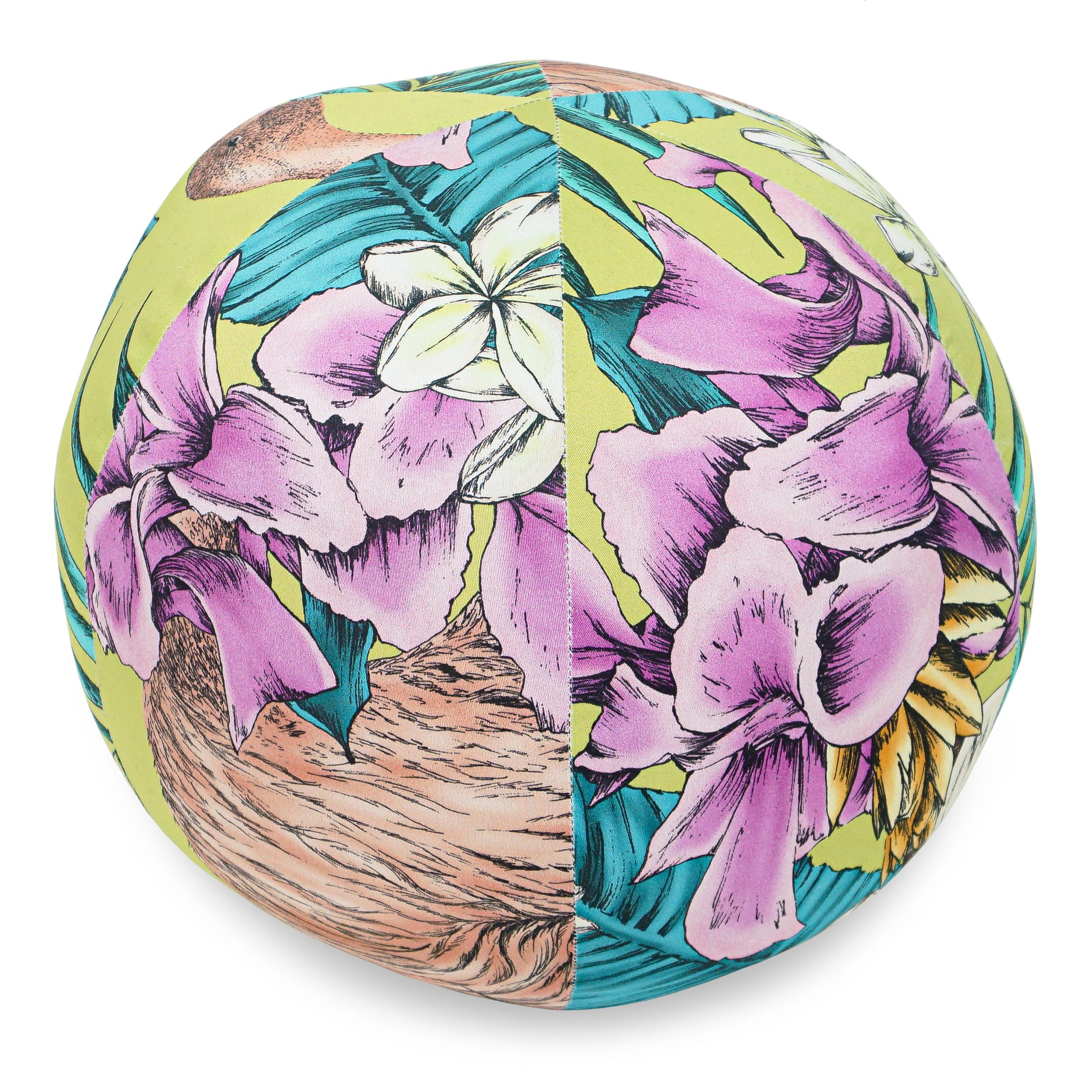 XXIe siècle et contemporain Coussin de boule Flamingo en coton imprimé avec imprimé Matthew Williamson en vente