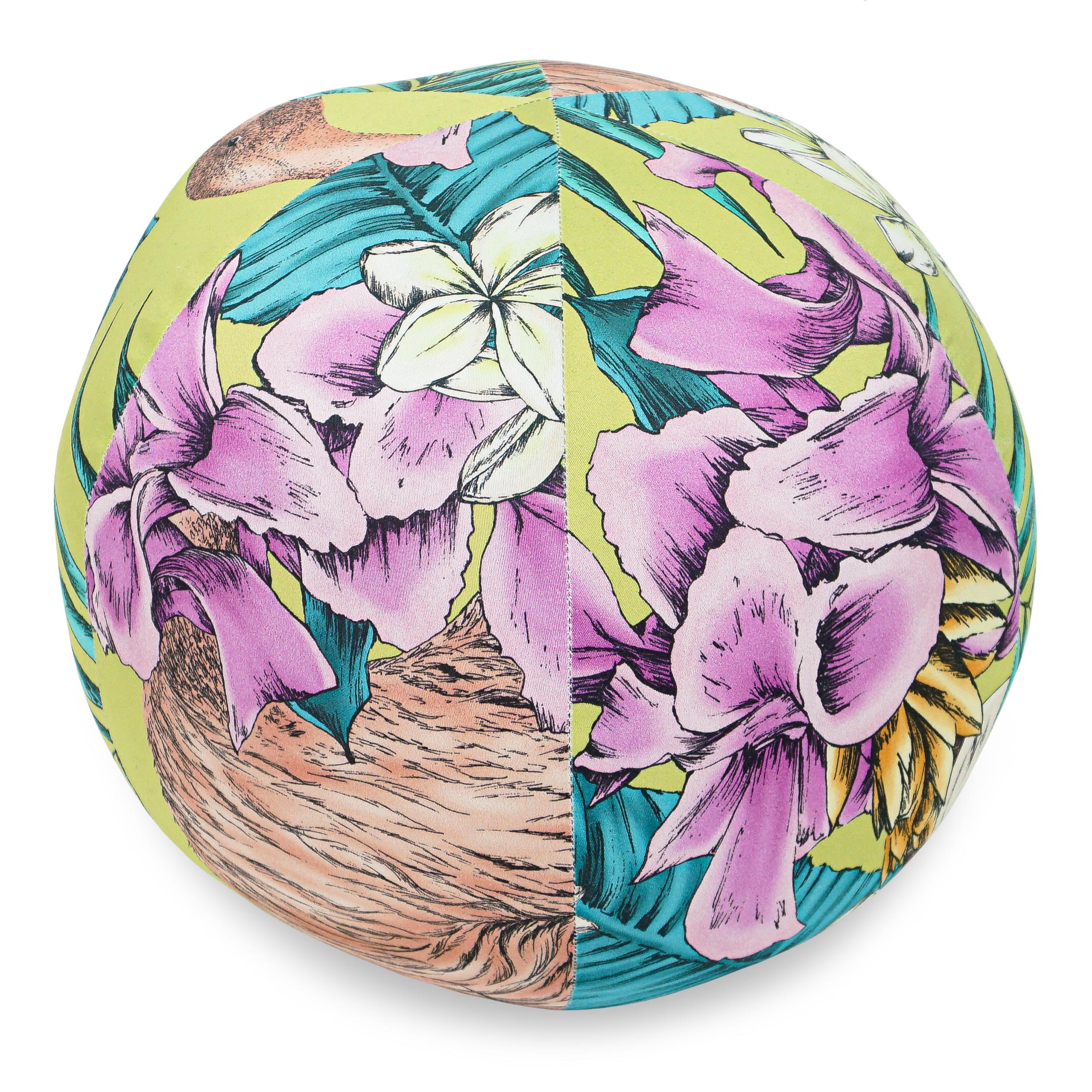 Contemporary Flamingo Ball Pillow W Printed Cotton, Matthew Williamson Print For Sale