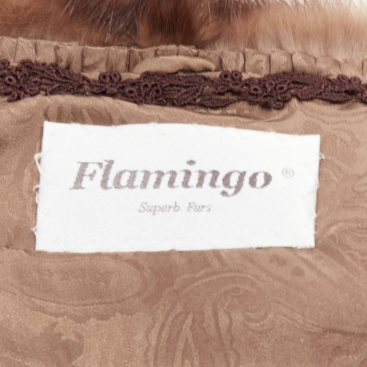 FLAMINGO brauner echter russischer Pelz Quaste gestufter Schal Schal Stola im Angebot 4