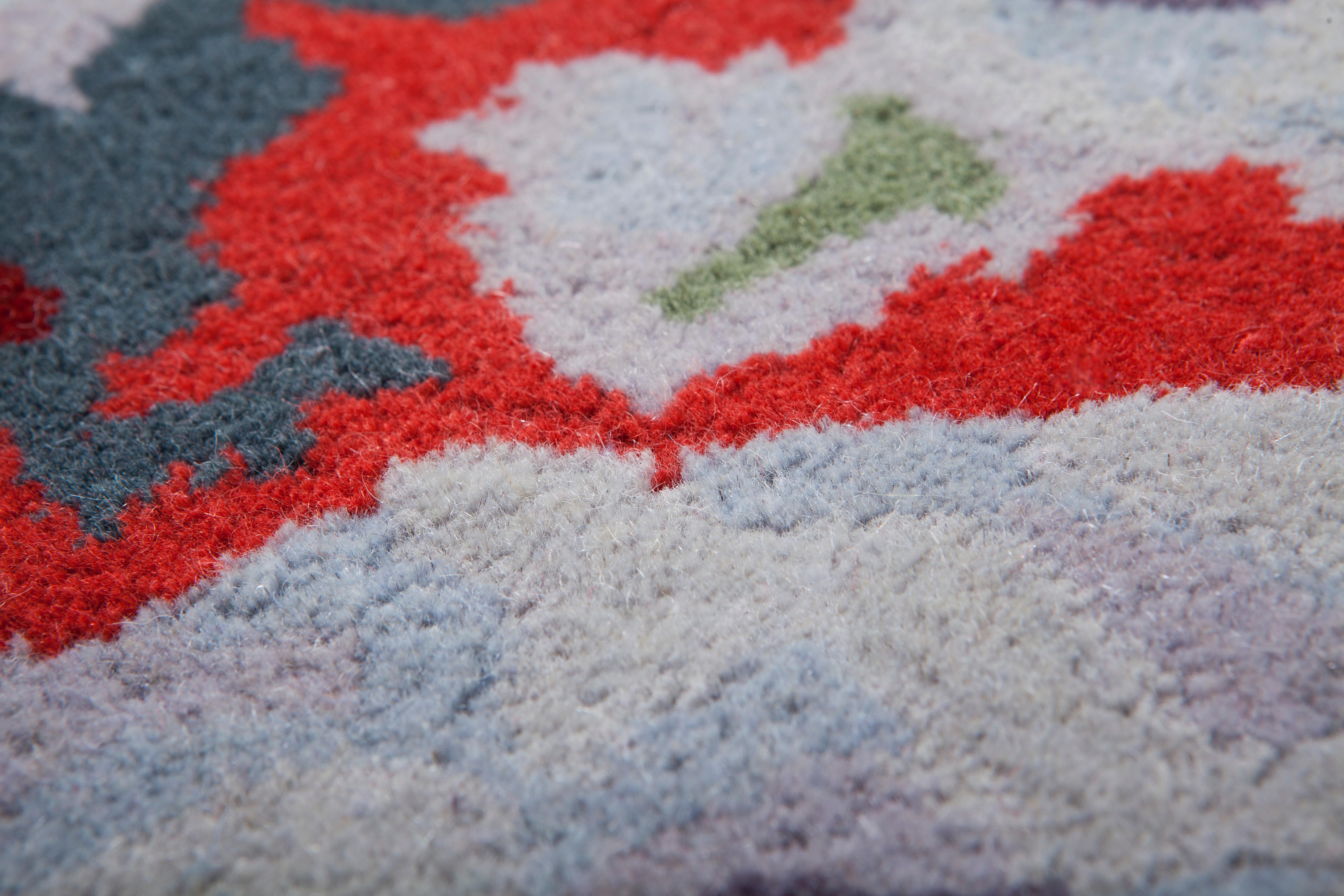 Modern Flamingo Carpet, Handtufted in Wool, Serena Confalonieri For Sale