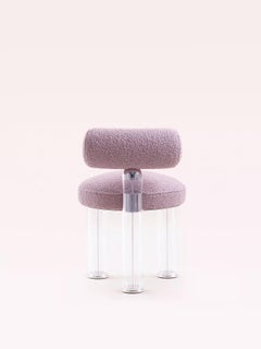 FLAMINGO chair in pink bouclé by MOĆI Collective