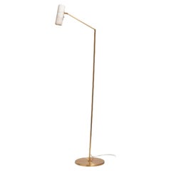 Elegant Italian Satin Brass and Alabaster Floor Lamp "Flamingo"