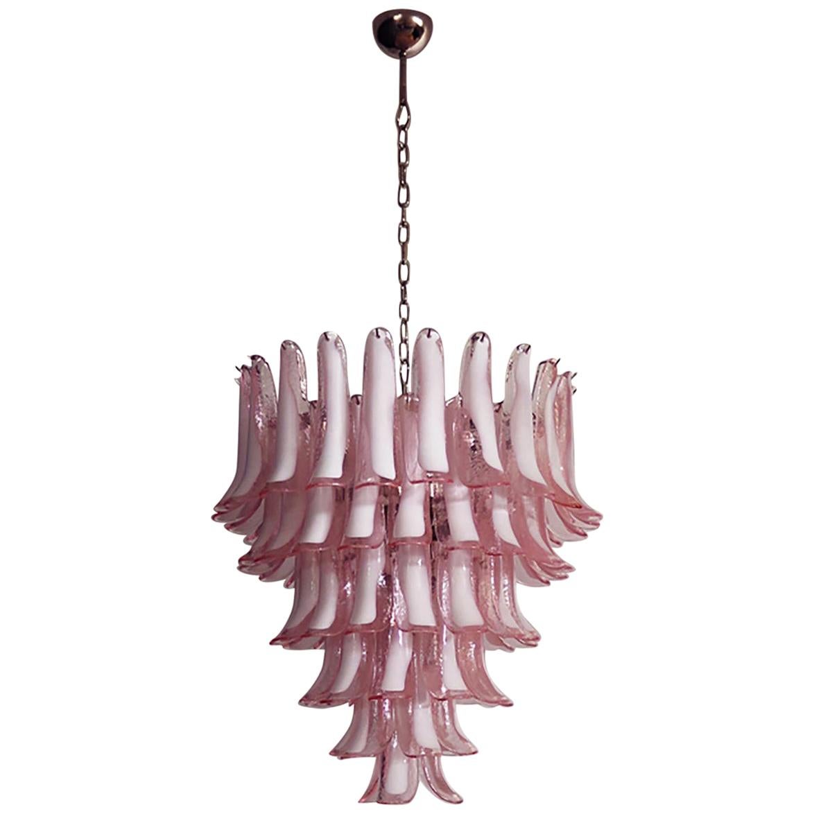 'Flamingo' Italian 75 Petal Chandelier, Murano