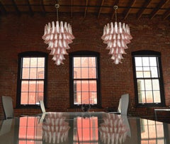 'Flamingo' Italian 75 Petal Chandeliers, Murano