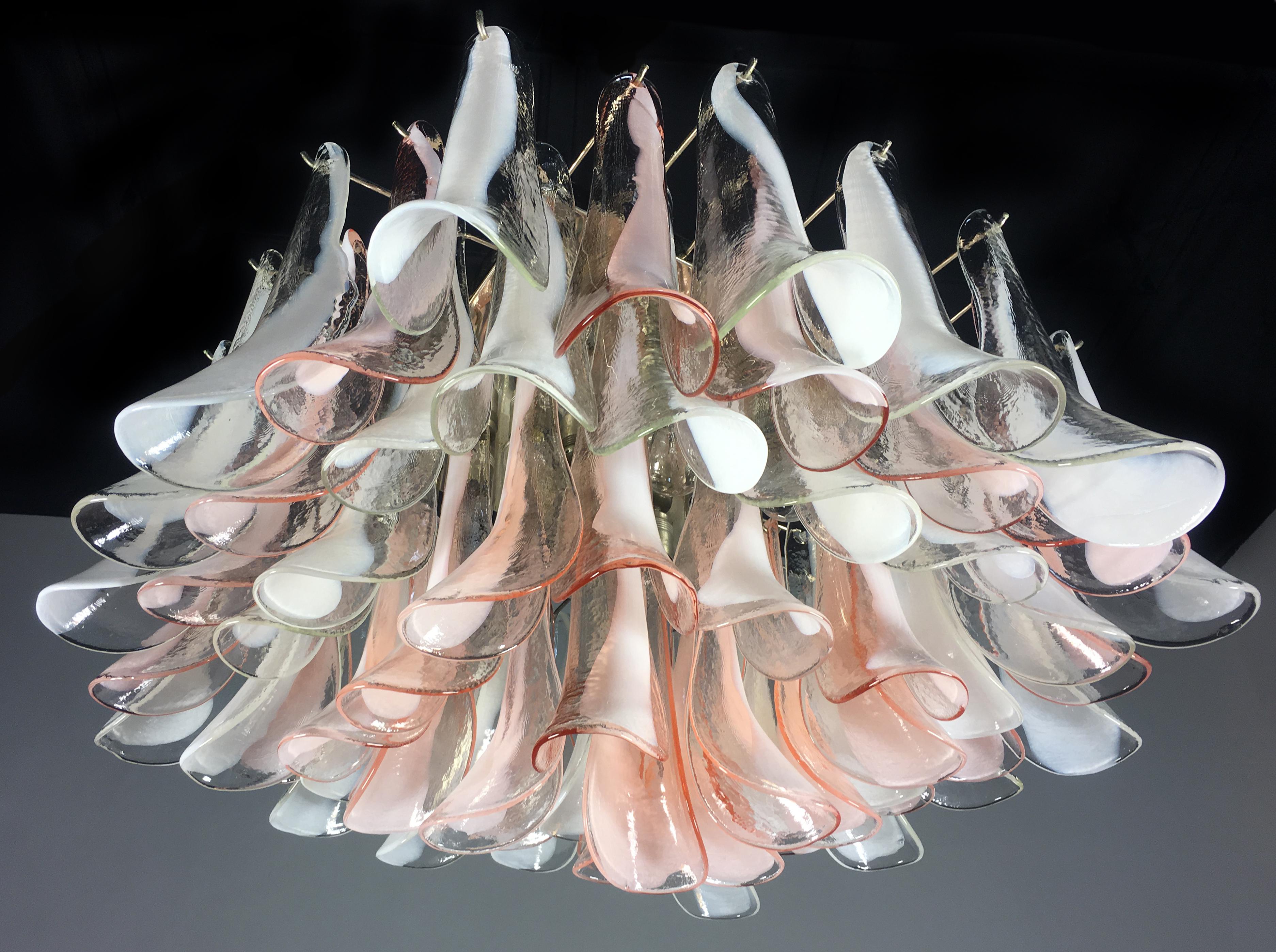 Flamingo' 64 Petal Italian Chandeliers Ceiling Lights, Murano For Sale 5