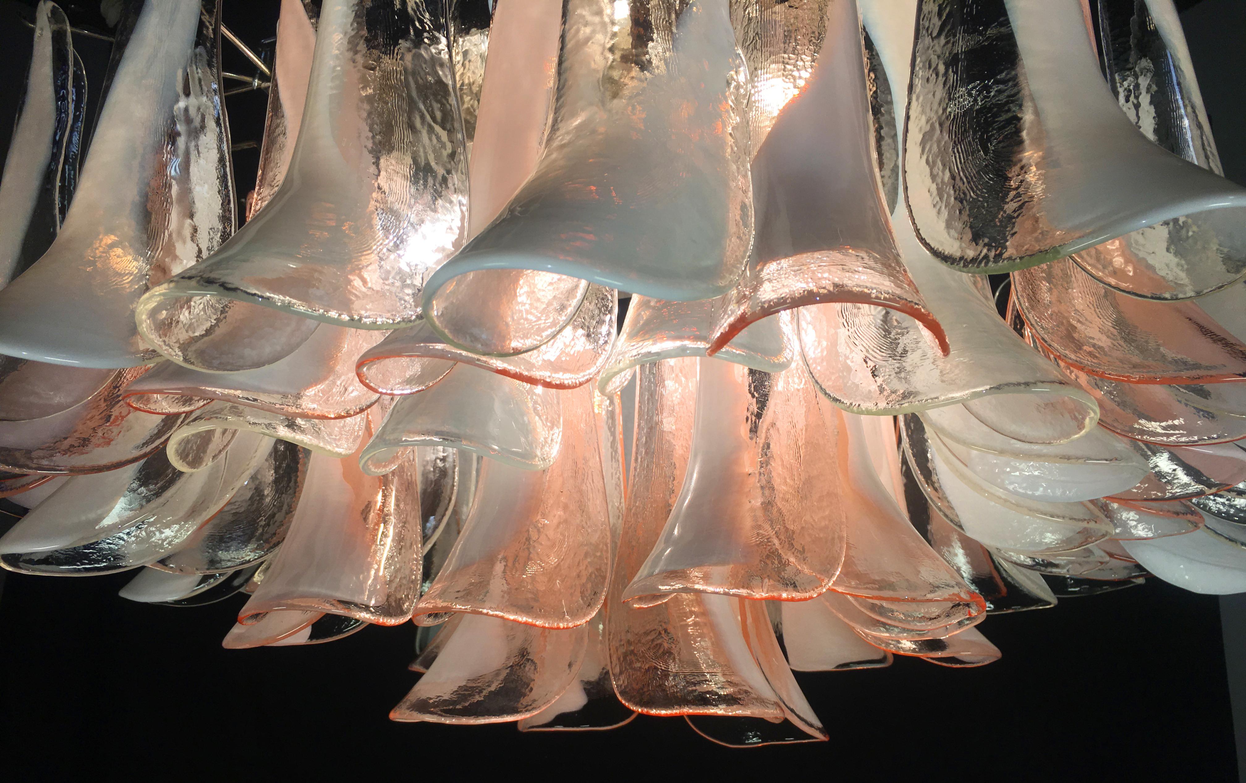 Flamingo' 64 Petal Italian Chandeliers Ceiling Lights, Murano For Sale 9