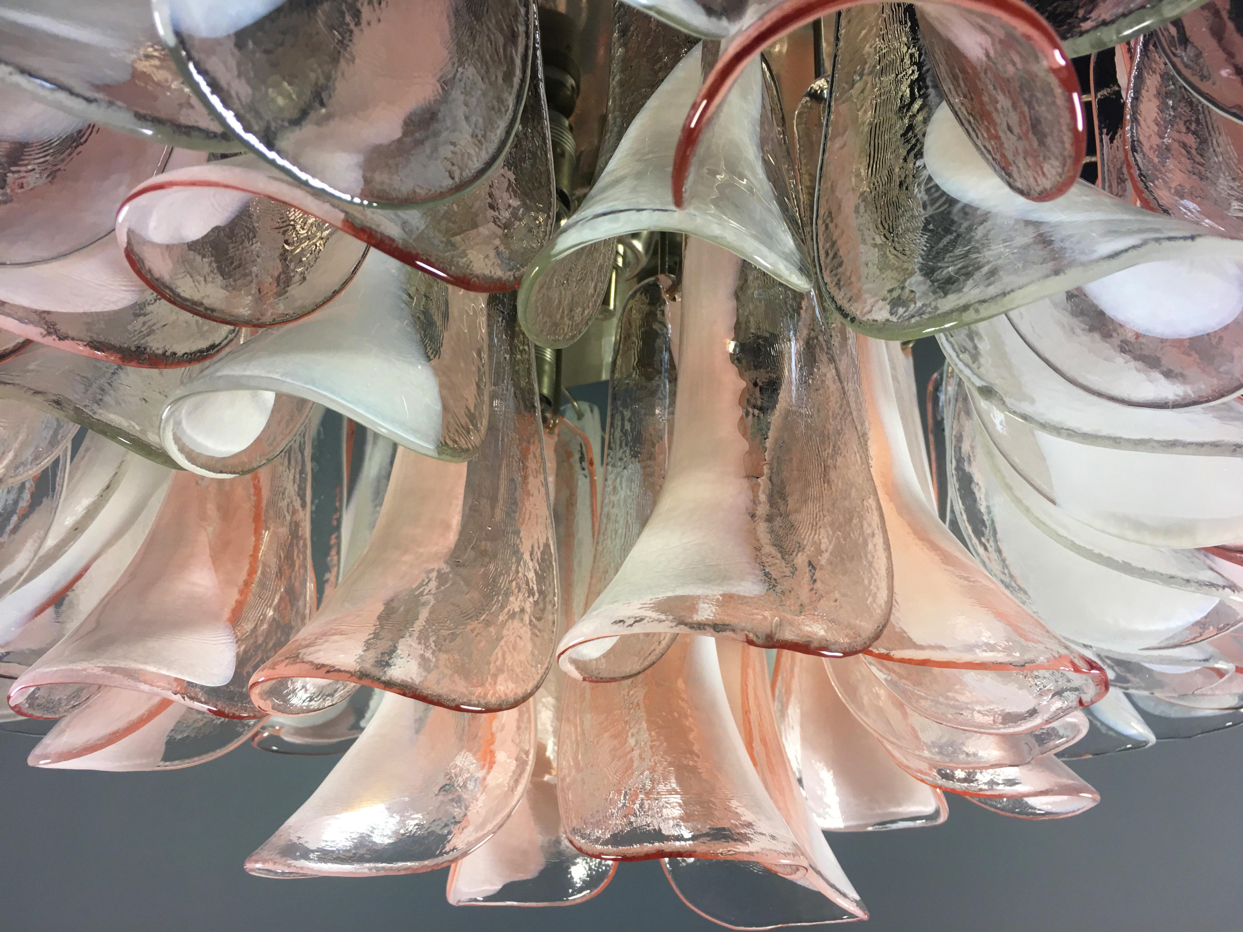 Flamingo' 64 Petal Italian Chandeliers Ceiling Lights, Murano For Sale 13