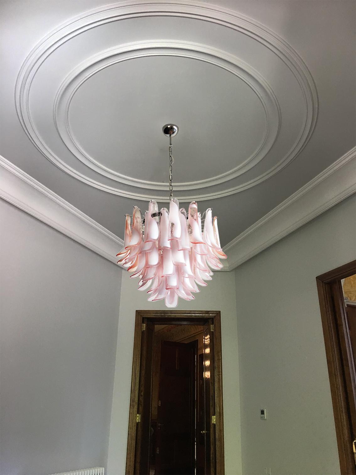 'Flamingo' Italian Petal Chandeliers, Murano 4