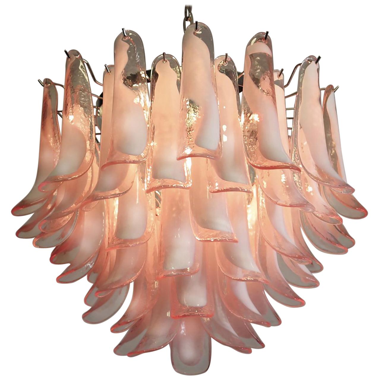 'Flamingo' Italian Petal Chandeliers, Murano