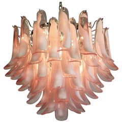 Retro  Flamingo' Italian 53 Pink Petal Chandeliers, Murano