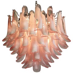 Vintage  Flamingo' Italian 53 Pink Petal Chandeliers, Murano