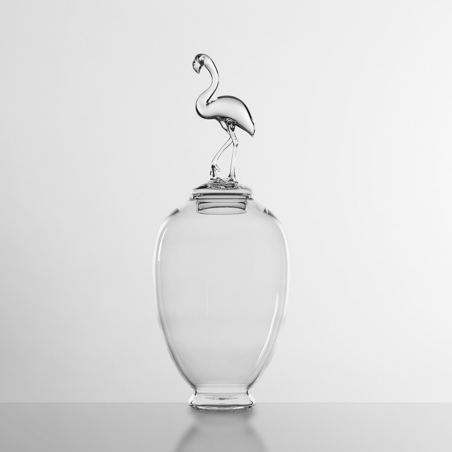 Other 'Flamingo Jar' Hand Blown Glass Jar by Simone Crestani