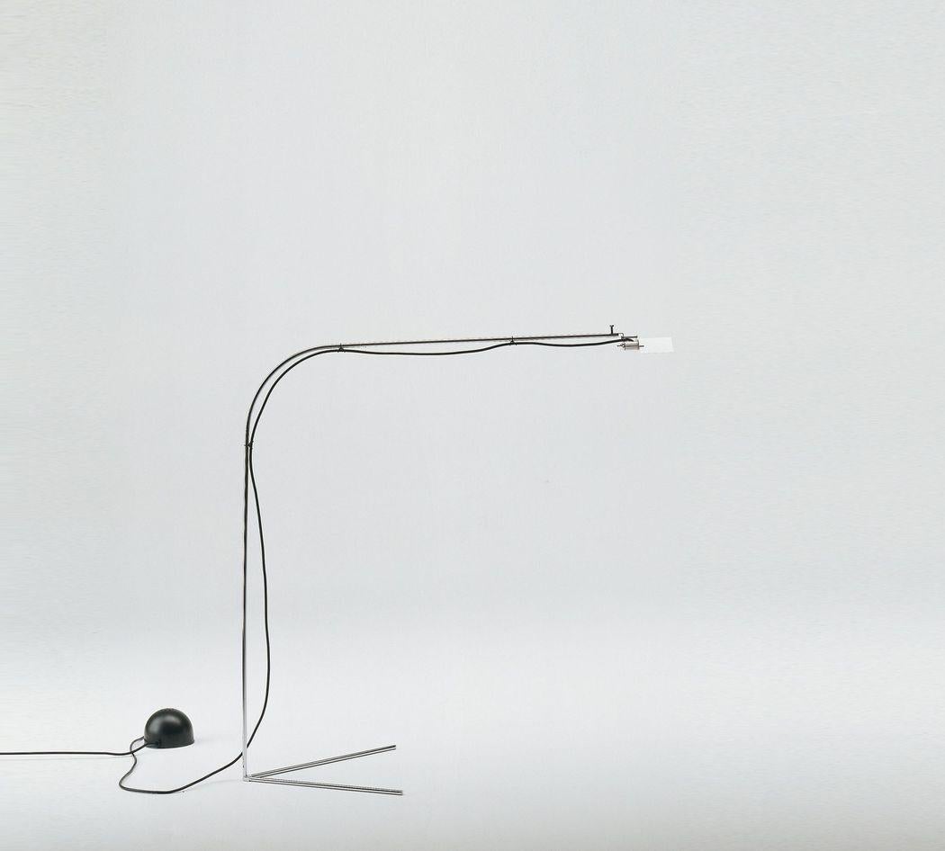 Flamingo lamp by Alvaro Siza Vieira
Dimensions: D 49 x W 95 x H 99 cm 
Materials: Chromed iron bar structure which can be disassembled. Adjustable fine aluminum wings. Painted in a silver matte grey to control light. Dimmer included. 
Includes: