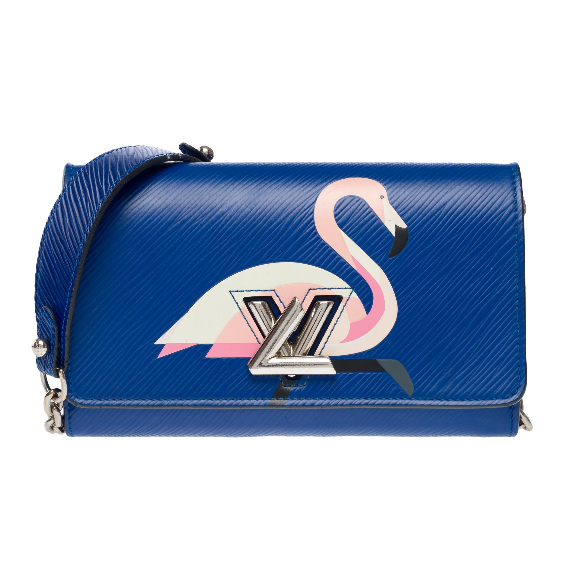 Flamingo Louis Vuitton Twist shoulder bag in blue epi leather, SHW In Good Condition In Paris, IDF