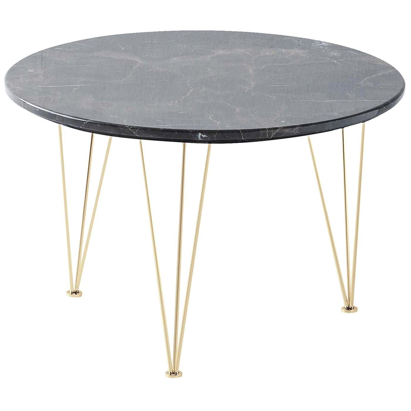 Flamingo Low Round Side Table with Gold Legs