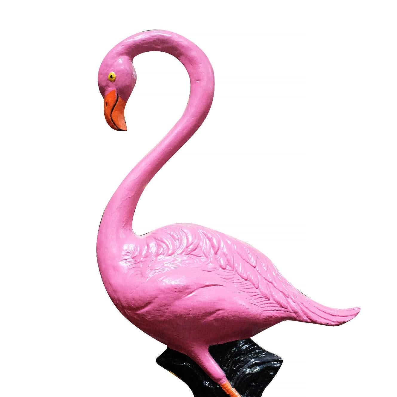 American Flamingo Pedestal Sculpture, circa 1980 For Sale