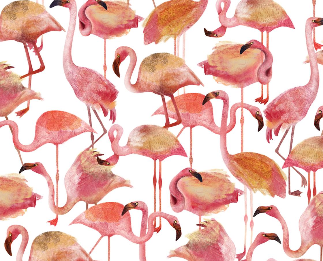 Italian Flamingo Pink Wallpaper For Sale