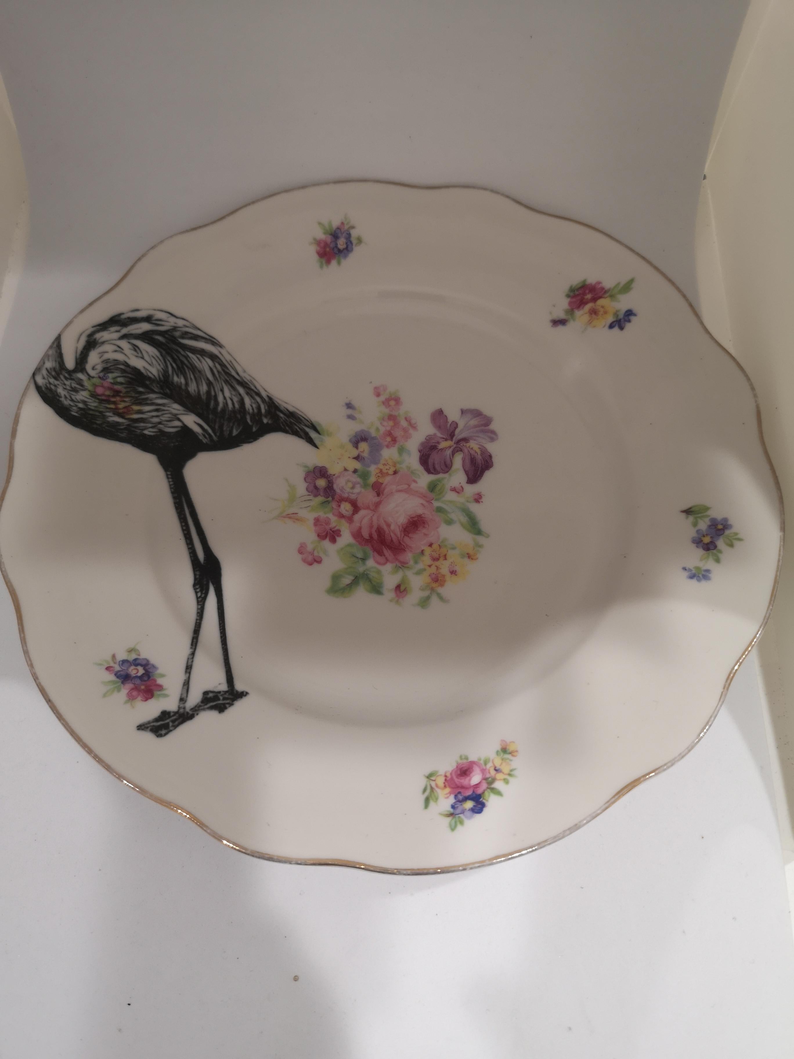 Flamingo plate  In Excellent Condition In Capri, IT