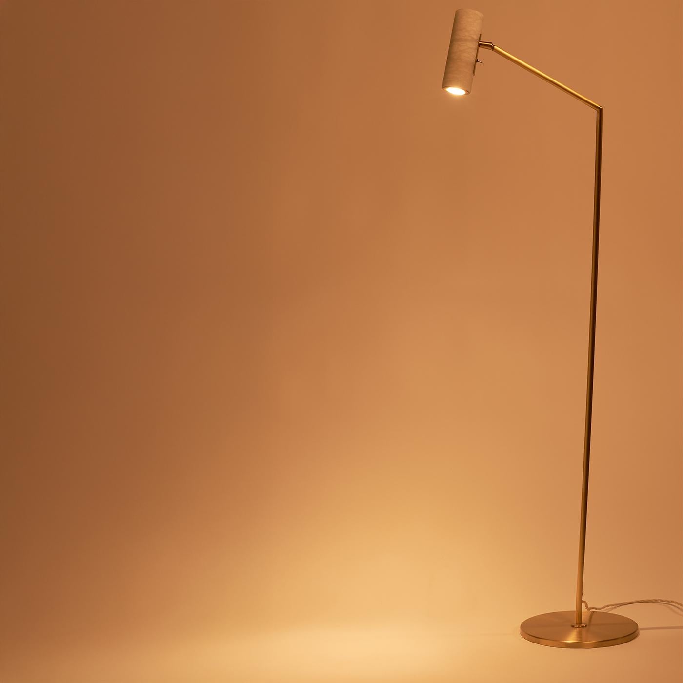 Flamingo Satin Brass & Alabaster Floor Lamp by Matlight Milano (Italienisch) im Angebot