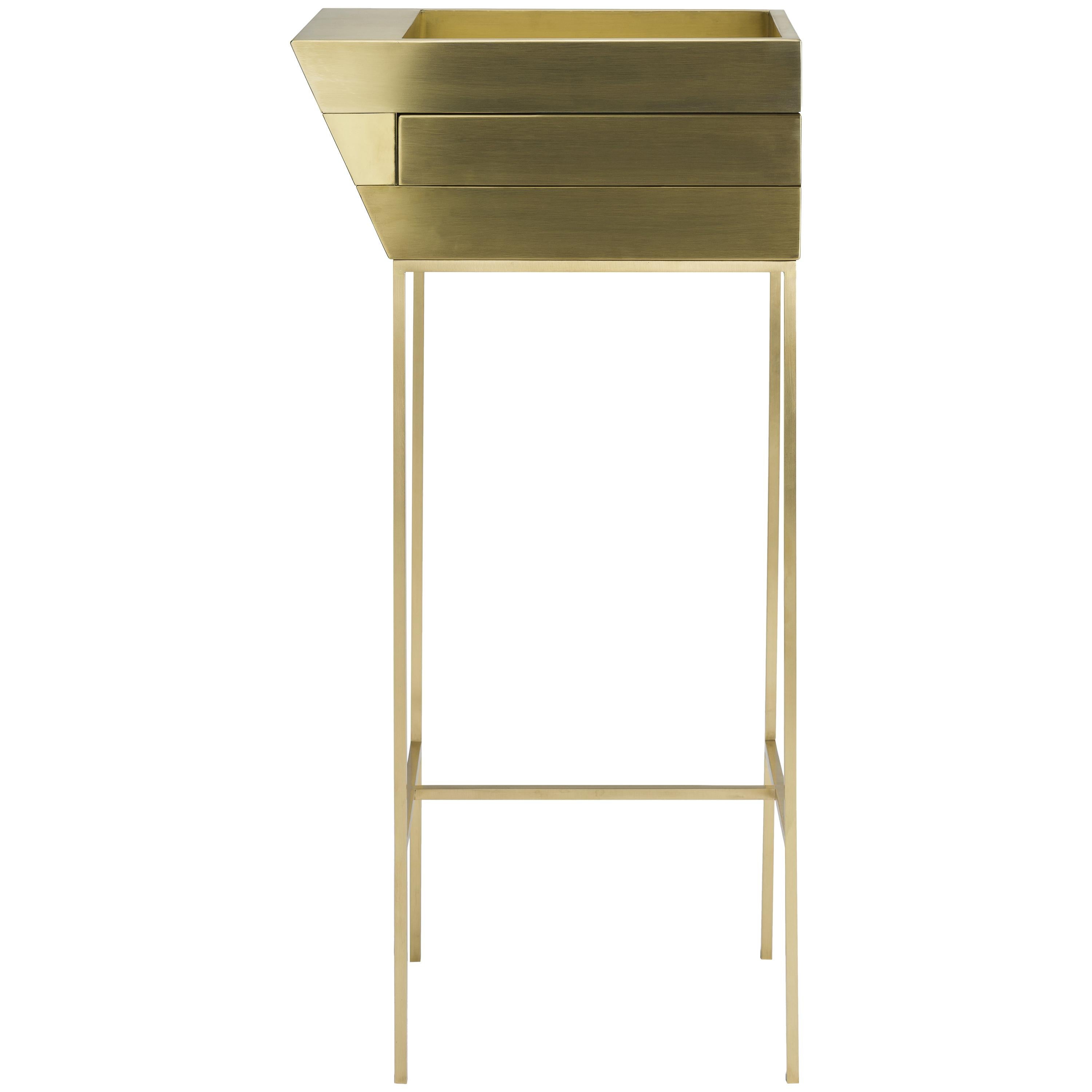 Flamingo Sculptural Side Table and Storage Unit in Brass with Gold Finish For Sale