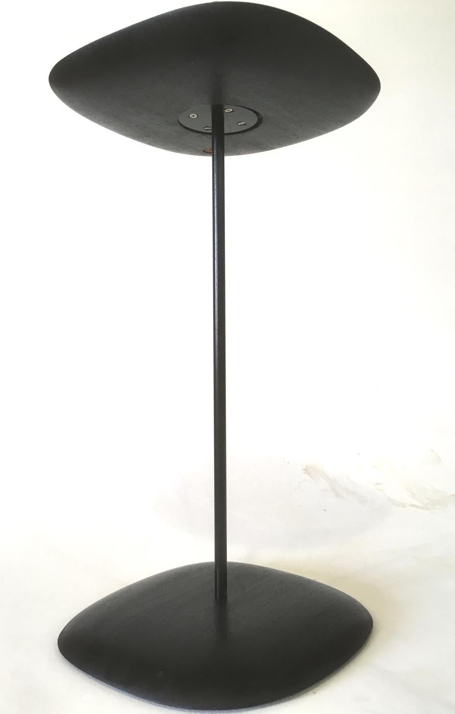 Minimalist elegant side table  made out of wood , metal and  leather by Gustavo Dias For Sale