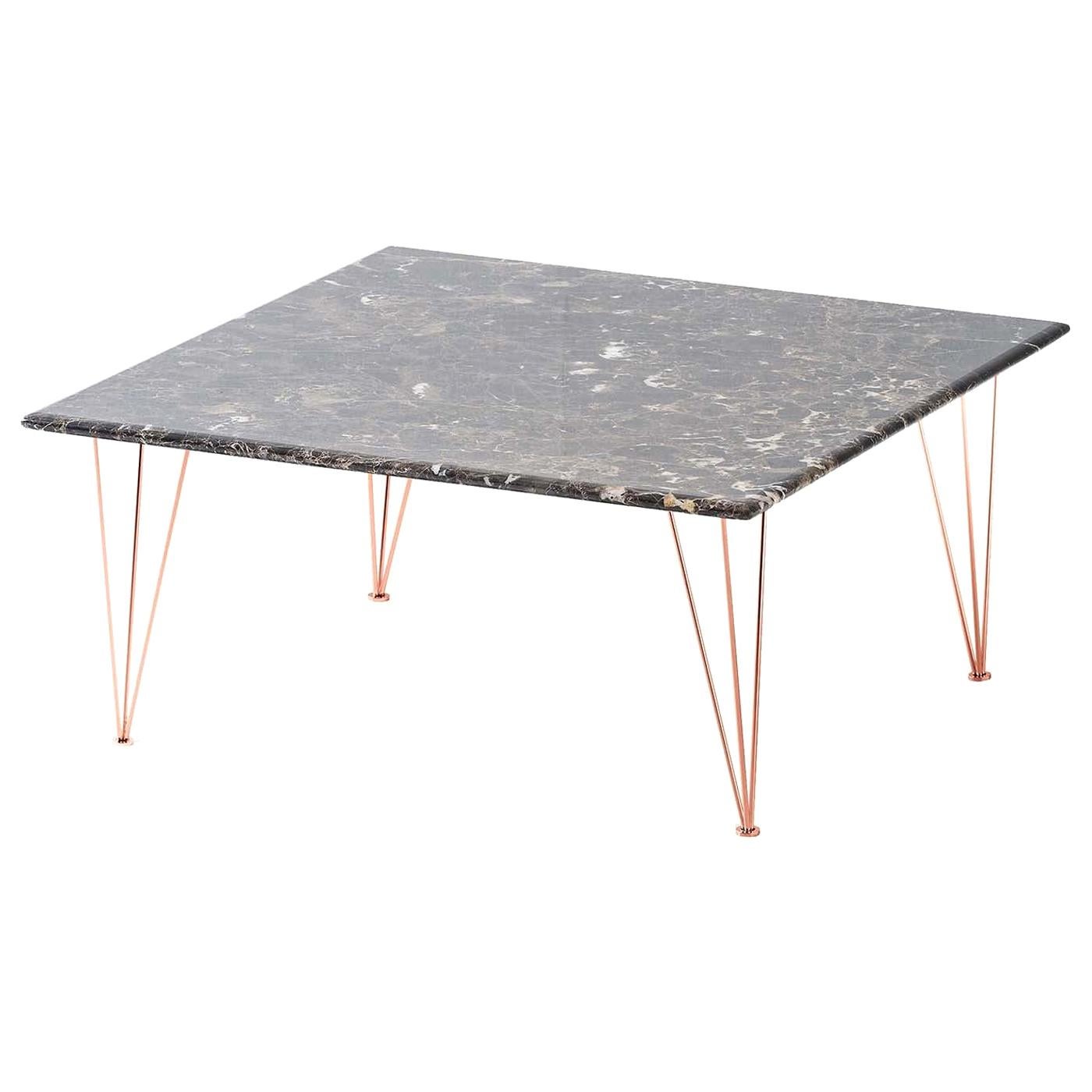 Modernist Rosewood Square Coffee Table with Metal Legs 1970 For Sale at