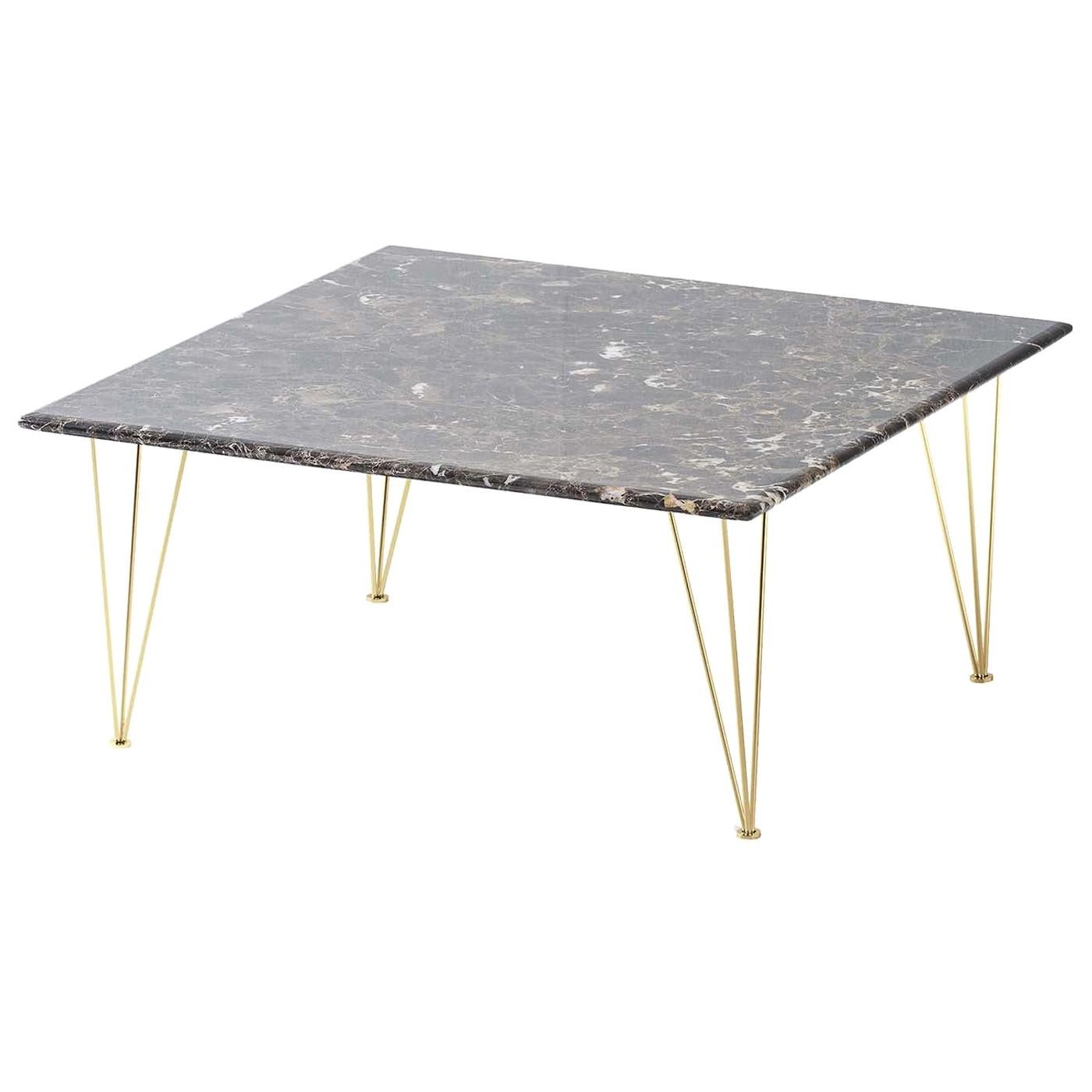 Flamingo Triangular Coffee Table with Gold Legs For Sale at 1stDibs