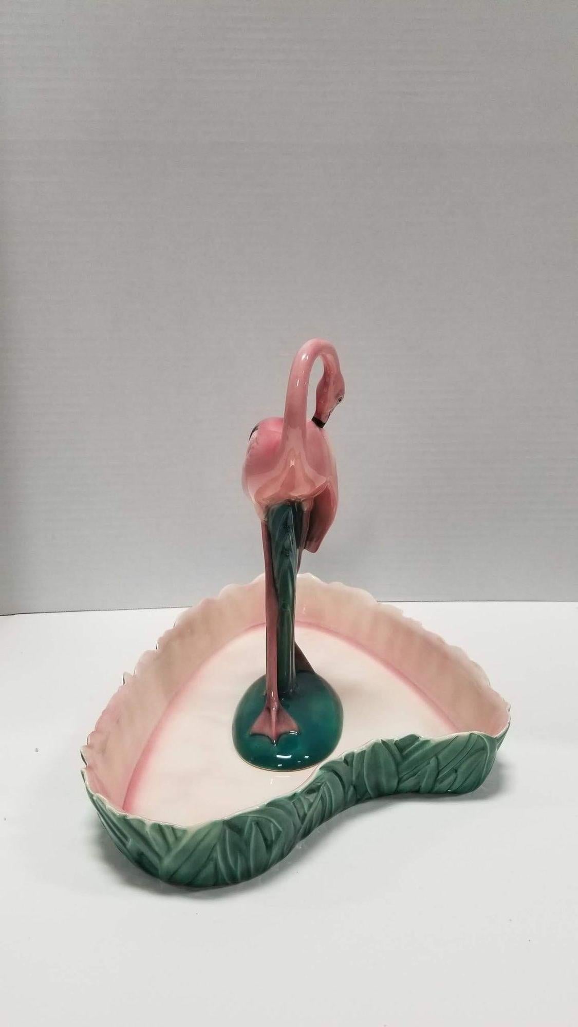 ceramic flamingo statue