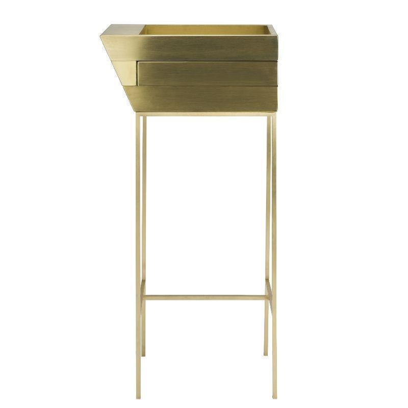 Flamingo, storage unit by Hagit Pincovici.
Dimensions: W 41 x D 26 x H 85 cm.
Materials: brass.

Hagit Pincovici founded her eponymous bespoke luxury furniture and lighting atelier in 2014. Known in her earlier work for a rich color and material