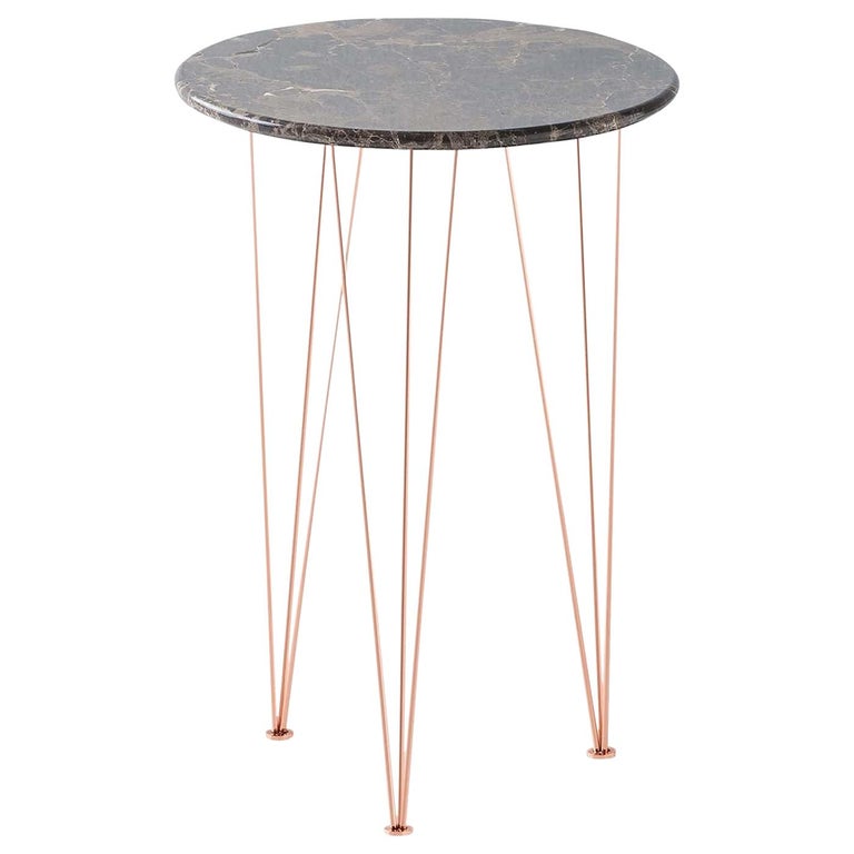 Flamingo Tall Round Side Table With Copper Legs For At 1stdibs Flamingo Tall Round Side Table With, Tall Round Accent Table