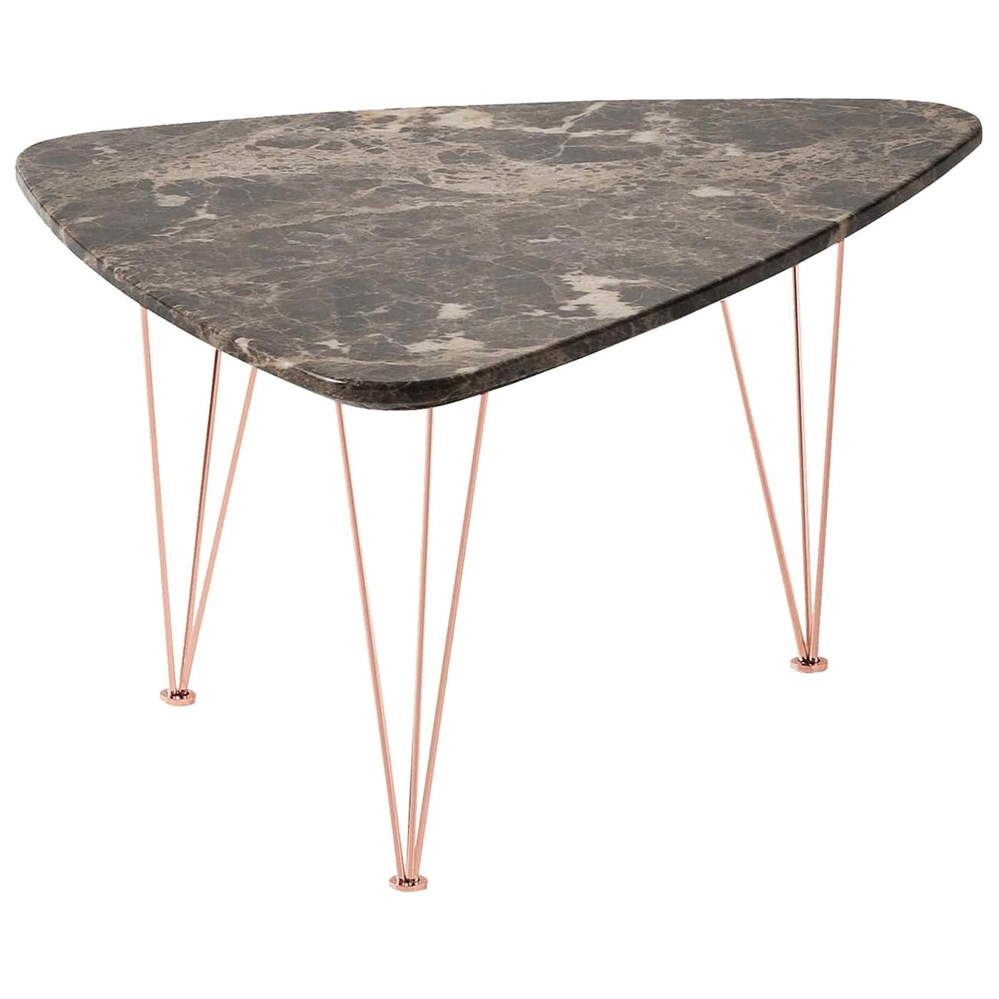 Flamingo Triangular Coffee Table with Copper Legs
