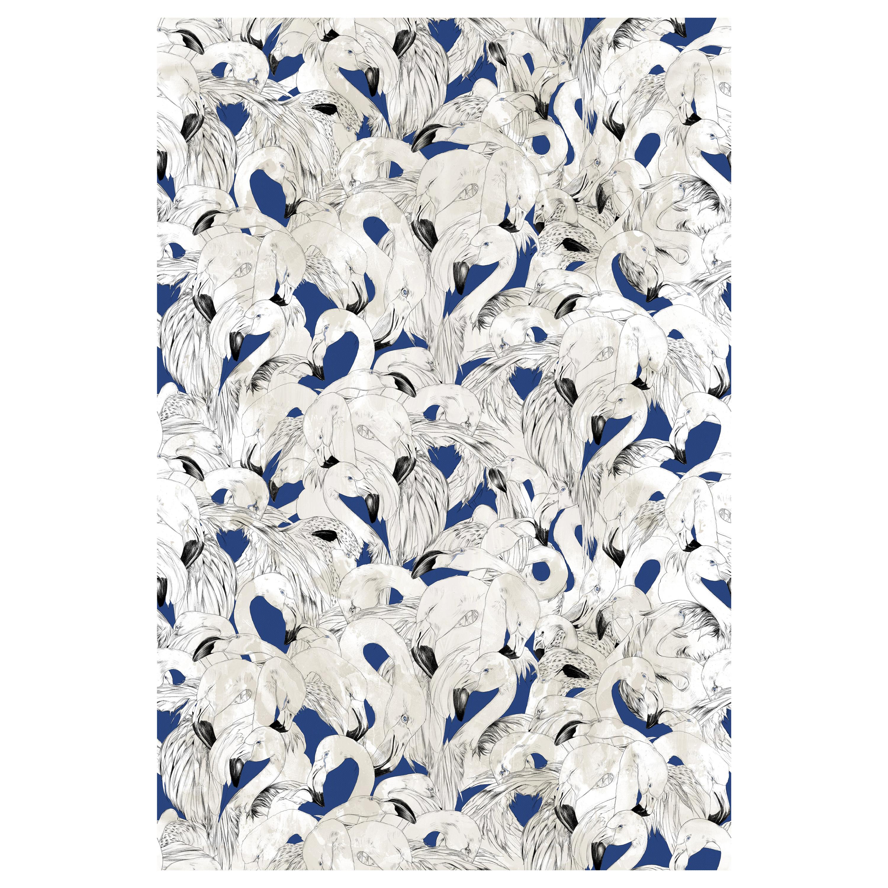 Flamingo Wallpaper in Navy by 17 Patterns For Sale