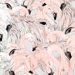 Flamingo Wallpaper in Peach by 17 Patterns