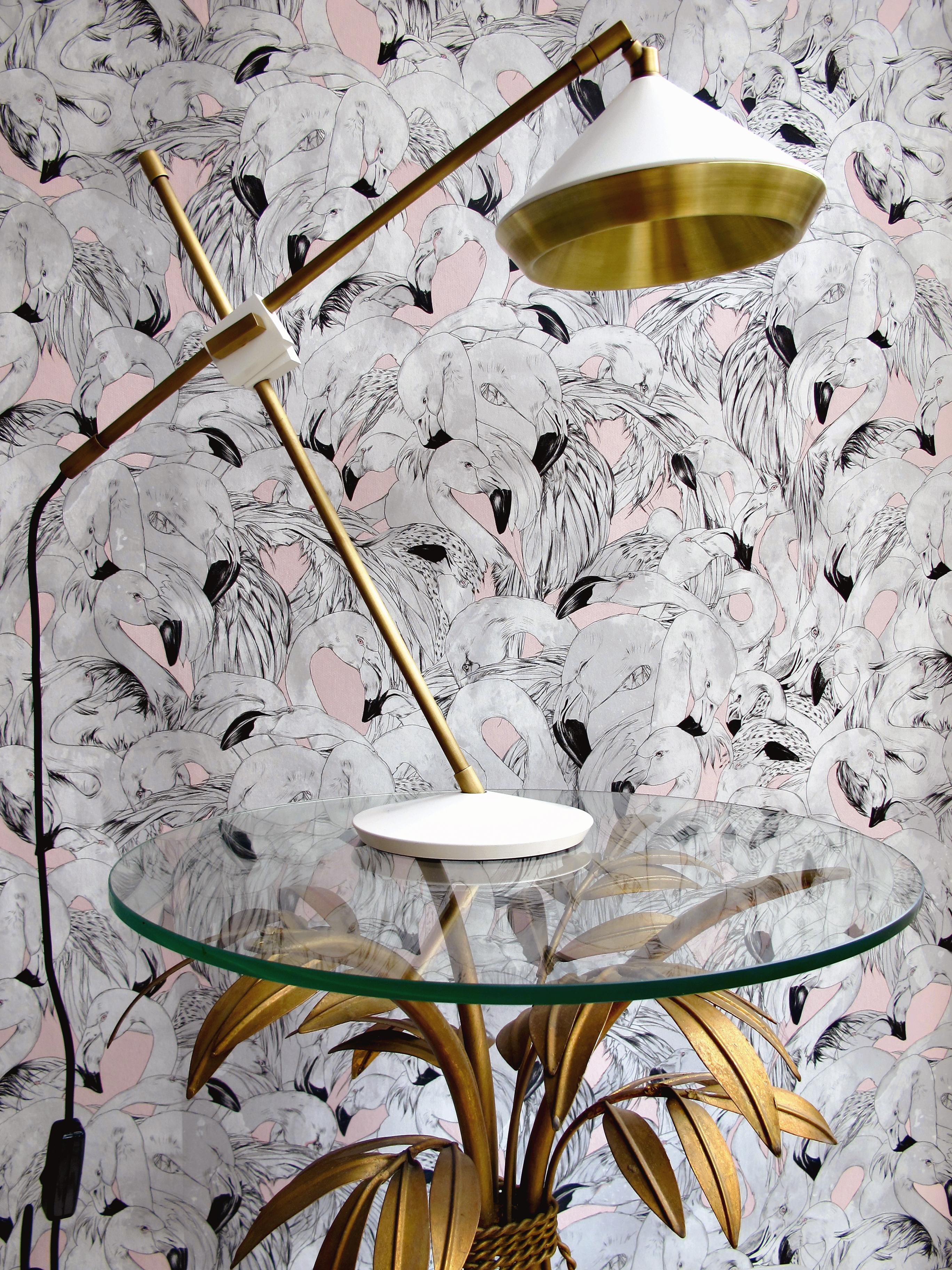 Modern Flamingo Wallpaper in Pink by 17 Patterns For Sale