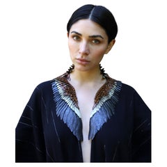 Handmade Flamingo Wing Statement Necklace in Silver .950 by Eduardo Herrera