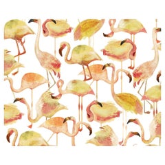 Papier peint jaune flamingo