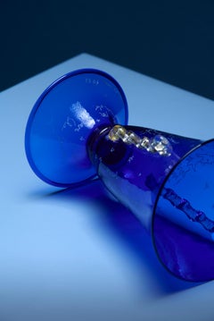 Flaminia Veronesi Etched Murano Dark Blue Glass