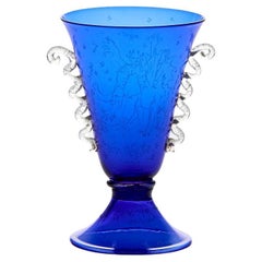 Flaminia Veronesi Etched Murano Dark Blue Glass